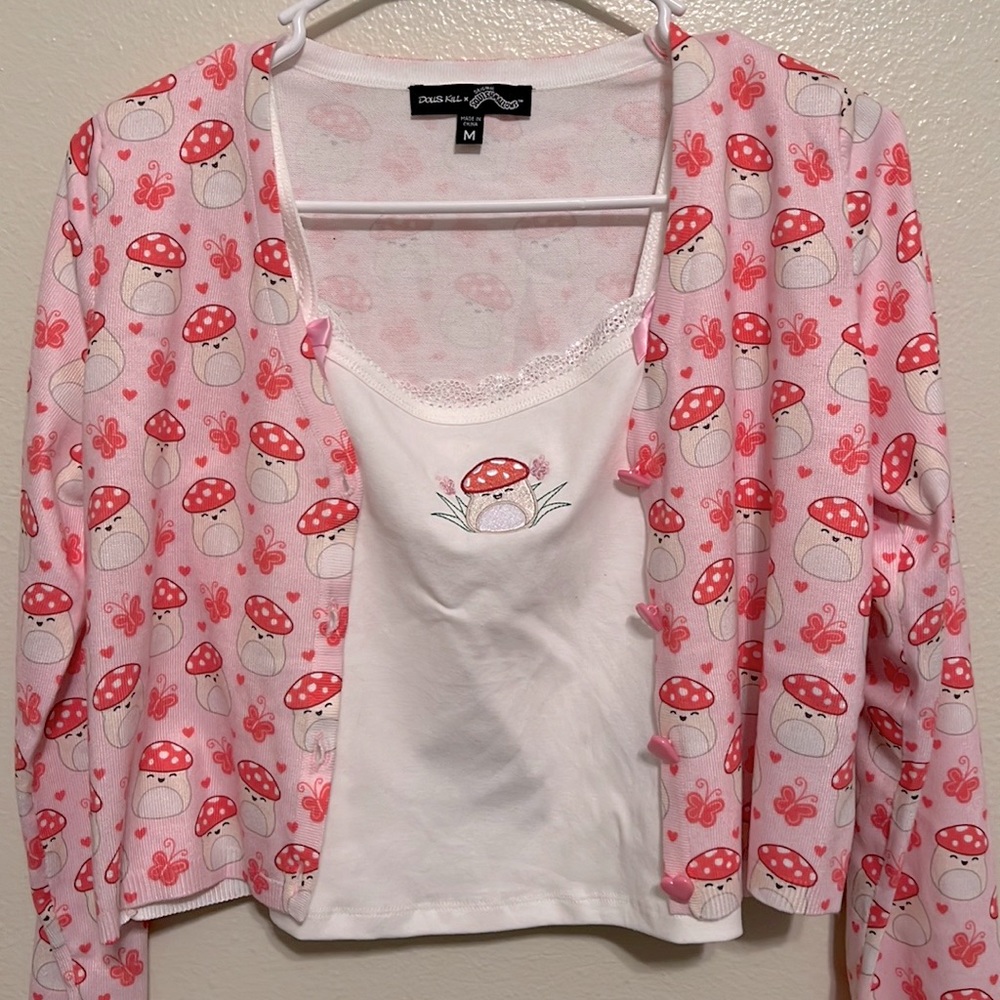 NWT RARE Dolls Kill Squishmallows Crop Top & Cardigan Set M